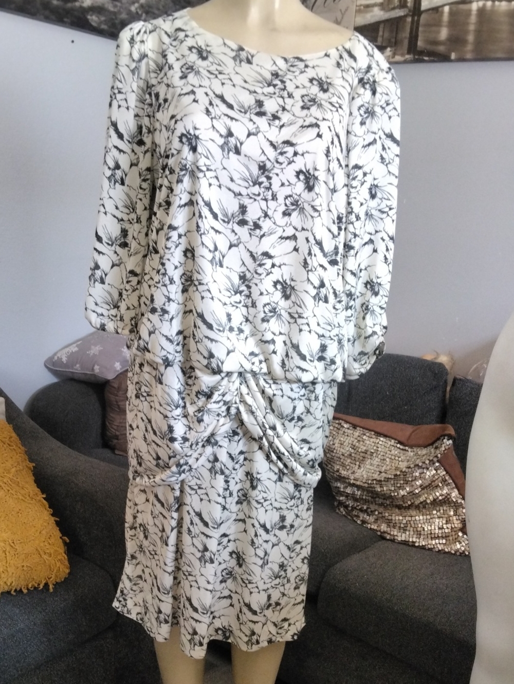 CUE Fashions Black and White Floral Dress - CUE Label